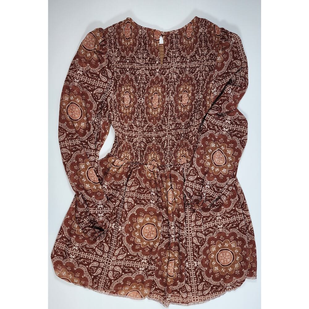 BOHME Boho Y2K Festival Paisley Peasant‎ Smocked Mini Dress M - Picture 10 of 11